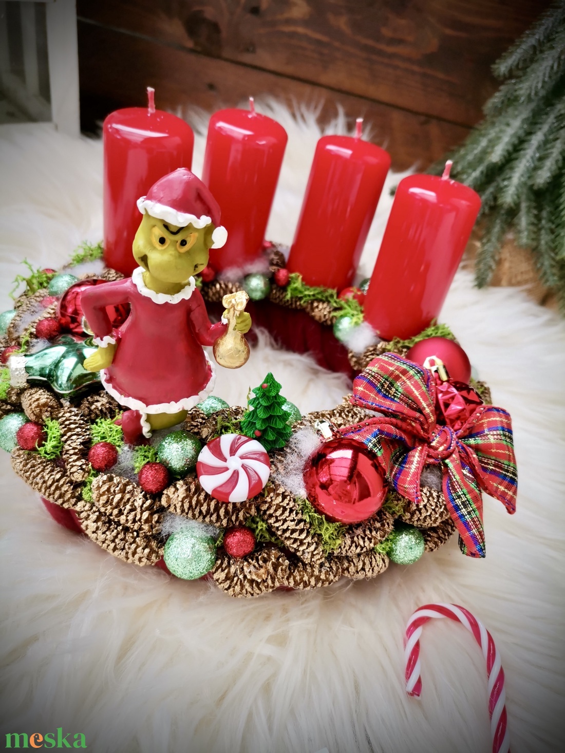 Grincs adventi koszorú, adventi dísz - karácsony - adventi díszek - adventi koszorú - Meska.hu
