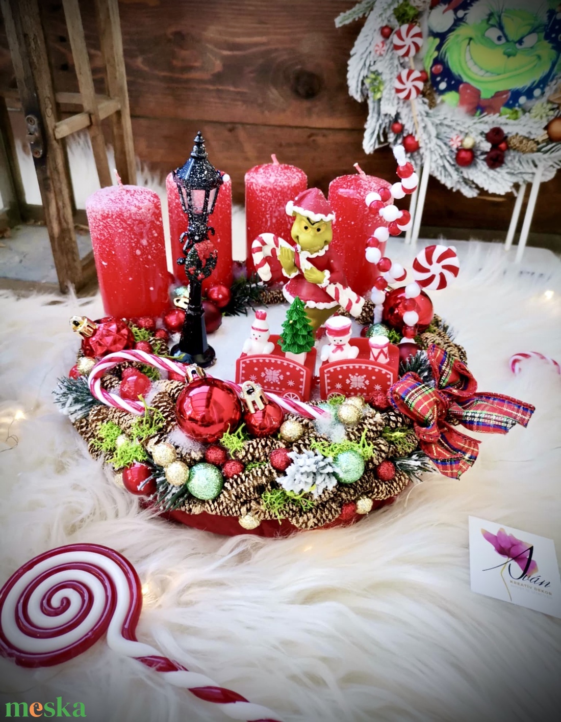  Grincs adventi koszorú, adventi dísz - karácsony - adventi díszek - adventi koszorú - Meska.hu
