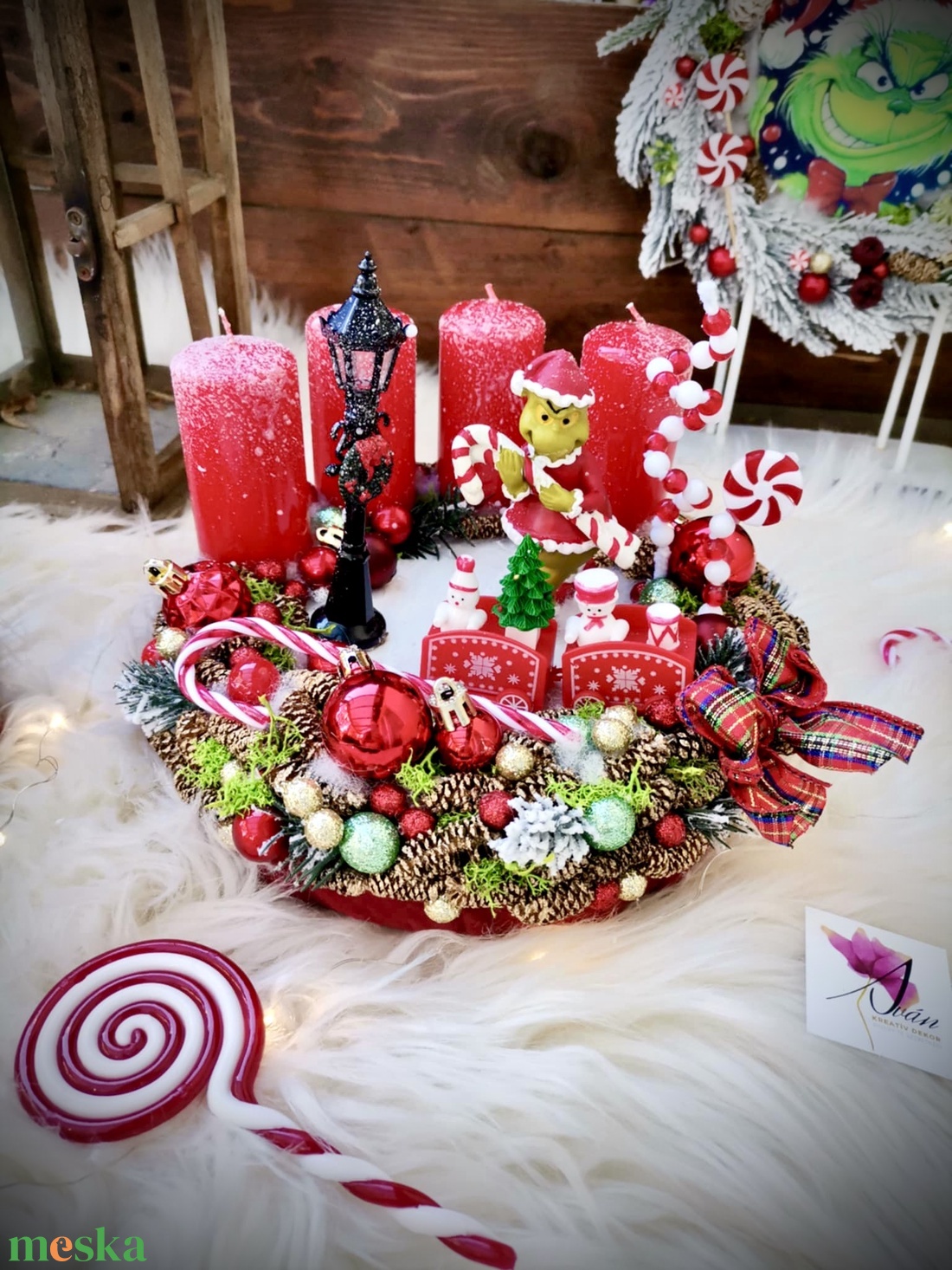  Grincs adventi koszorú, adventi dísz - karácsony - adventi díszek - adventi koszorú - Meska.hu