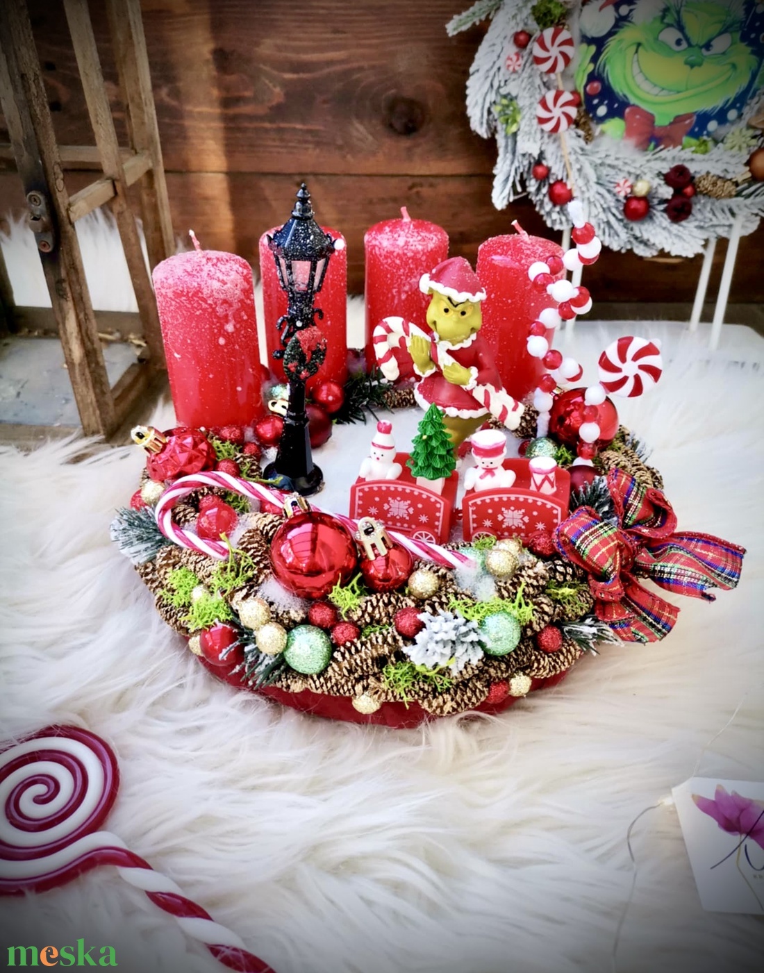  Grincs adventi koszorú, adventi dísz - karácsony - adventi díszek - adventi koszorú - Meska.hu