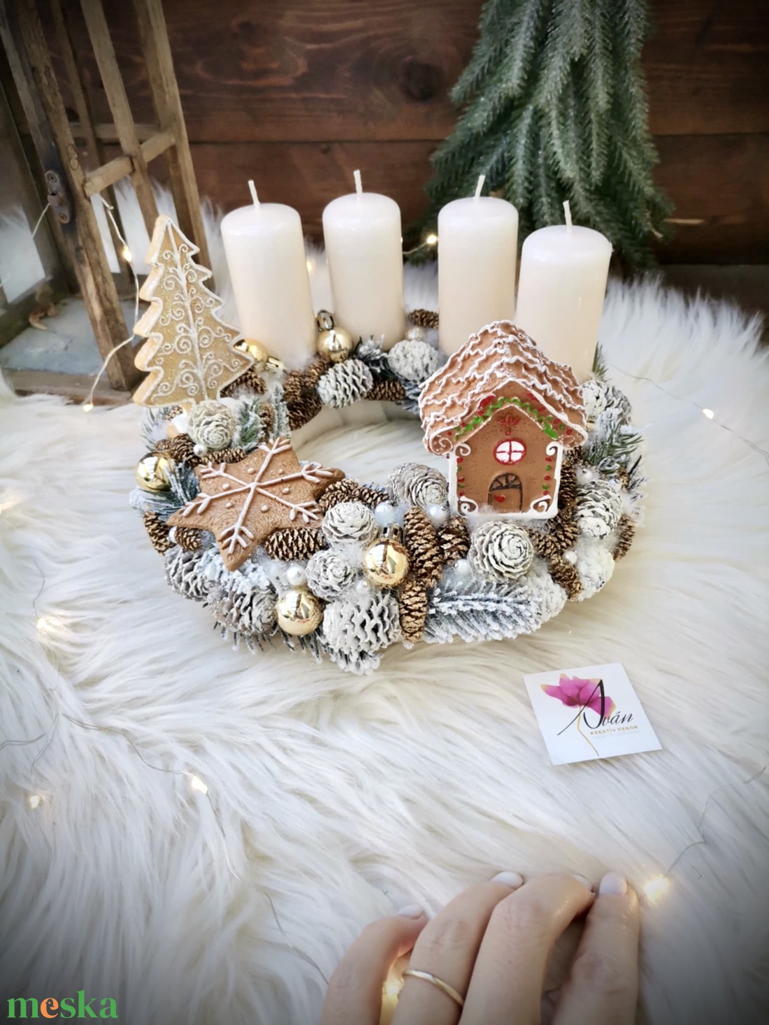  Mézeskalács adventi koszorú, adventi dísz - karácsony - adventi díszek - adventi koszorú - Meska.hu