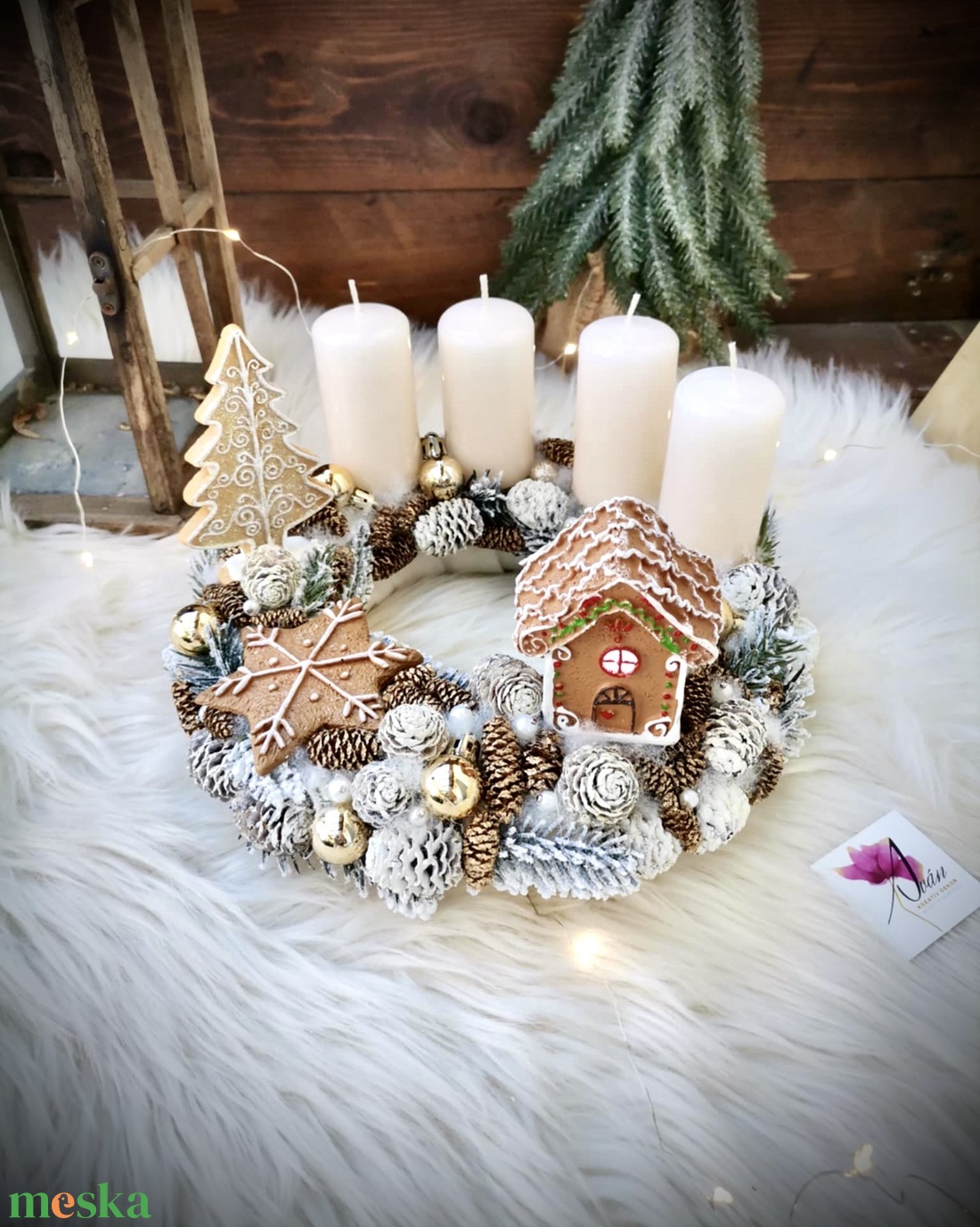  Mézeskalács adventi koszorú, adventi dísz - karácsony - adventi díszek - adventi koszorú - Meska.hu