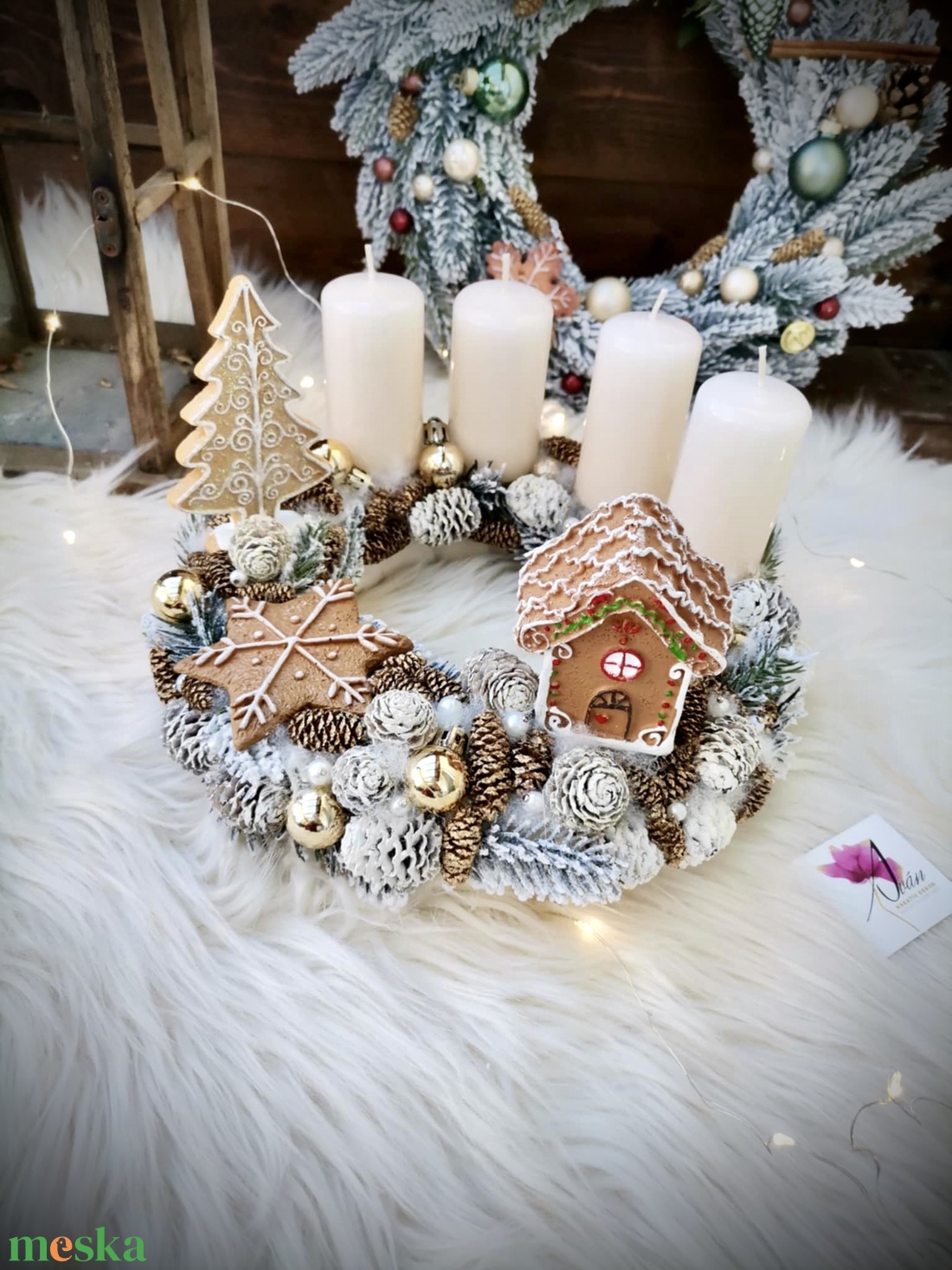  Mézeskalács adventi koszorú, adventi dísz - karácsony - adventi díszek - adventi koszorú - Meska.hu