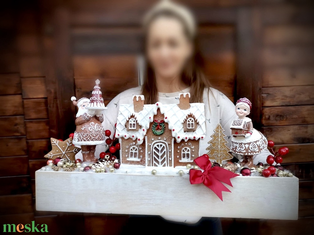 Mézeskalács LED-es Világító, mézeskalács nagymama adventi dísz, mézeskalács asztaldísz dísz - karácsony - adventi díszek - adventi koszorú - Meska.hu