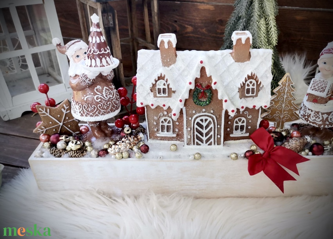 Mézeskalács LED-es Világító, mézeskalács nagymama adventi dísz, mézeskalács asztaldísz dísz - karácsony - adventi díszek - adventi koszorú - Meska.hu