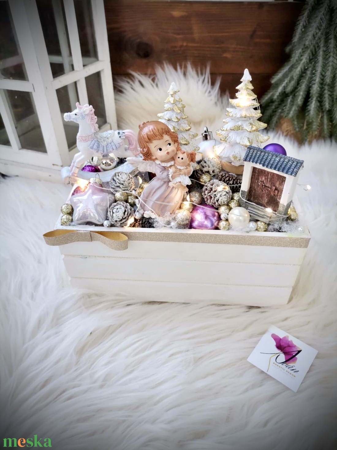  Világító angyali asztaldísz, angyal asztali dísz - karácsony - adventi díszek - adventi koszorú - Meska.hu