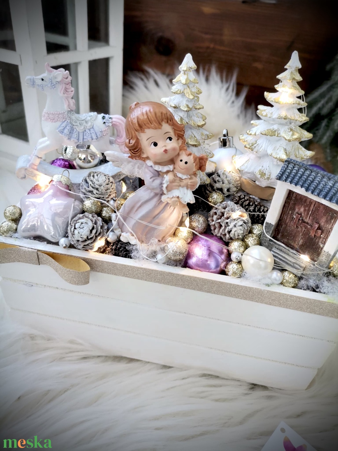  Világító angyali asztaldísz, angyal asztali dísz - karácsony - adventi díszek - adventi koszorú - Meska.hu