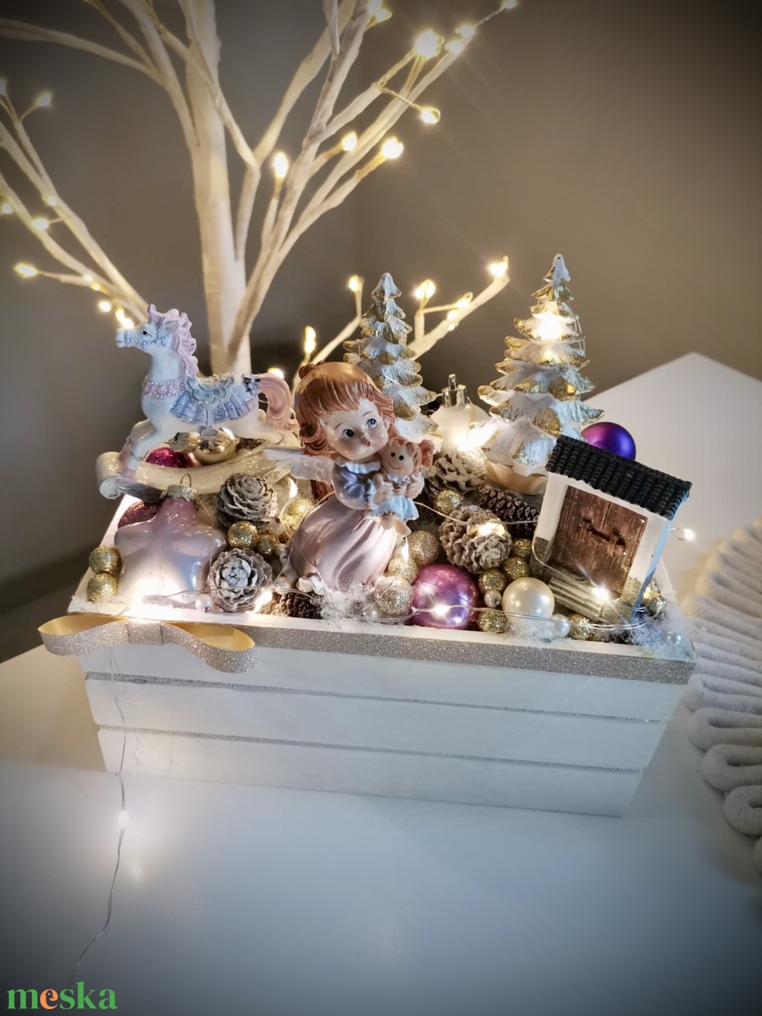  Világító angyali asztaldísz, angyal asztali dísz - karácsony - adventi díszek - adventi koszorú - Meska.hu