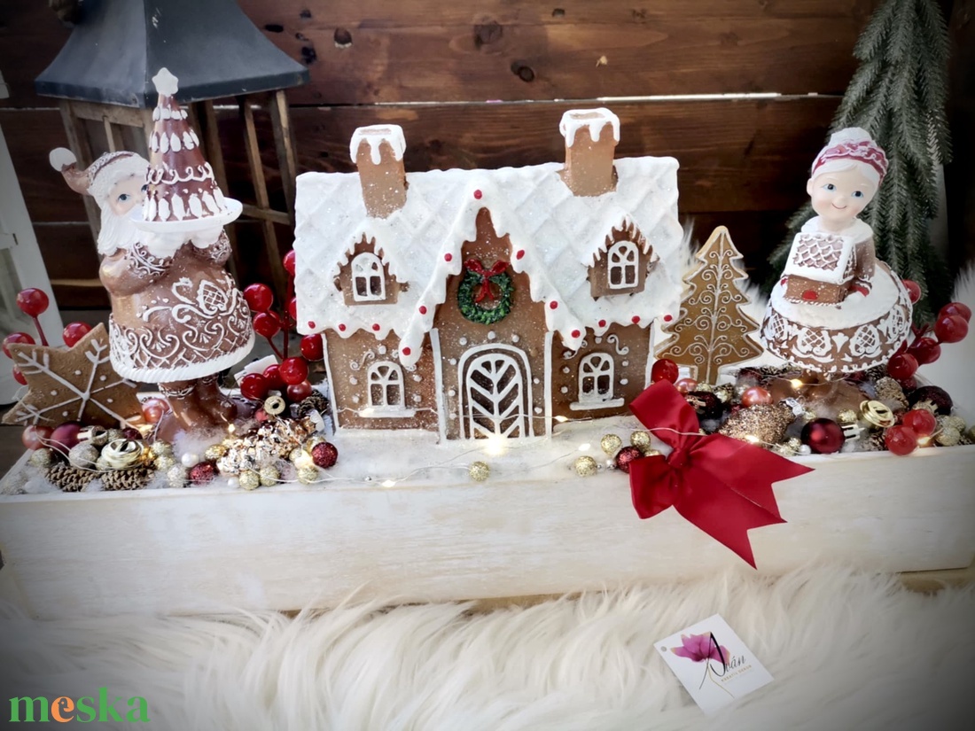 Mézeskalács LED-es Világító, mézeskalács nagymama adventi dísz, mézeskalács asztaldísz dísz - karácsony - adventi díszek - adventi koszorú - Meska.hu