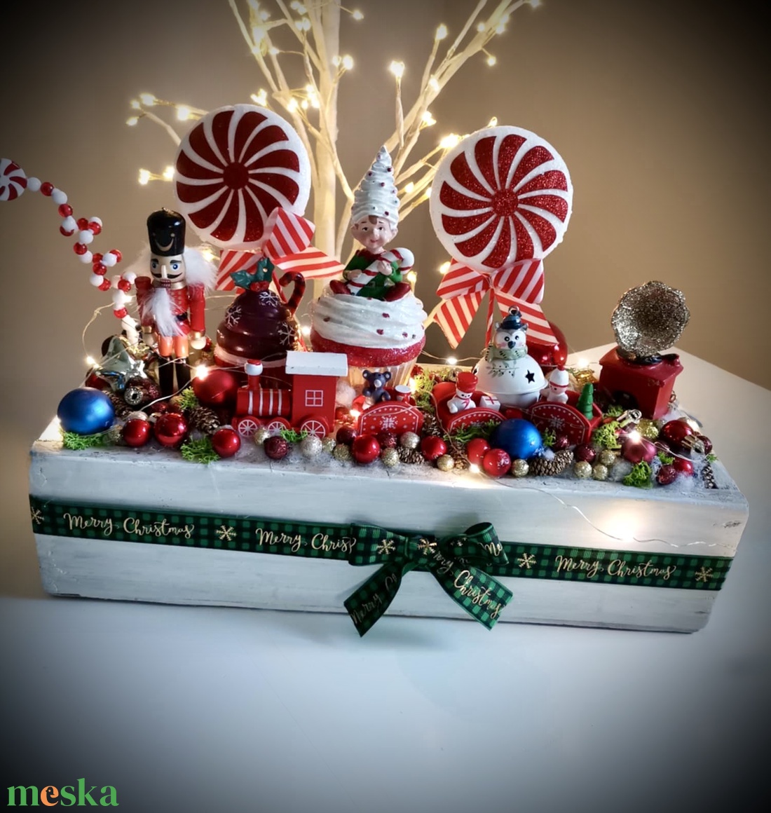 Játékország LED-es Világító adventi dísz, diótörő, kis vonat asztaldísz, karácsonyi dísz - karácsony - adventi díszek - adventi koszorú - Meska.hu