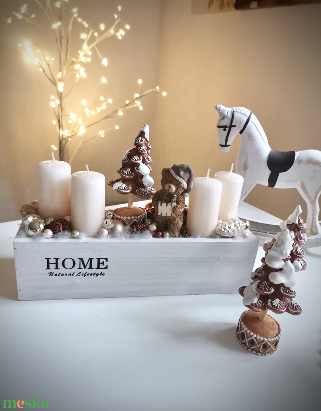 Mackó adventi tál, karácsonyi adventi koszorú dísz - karácsony - adventi díszek - adventi koszorú - Meska.hu