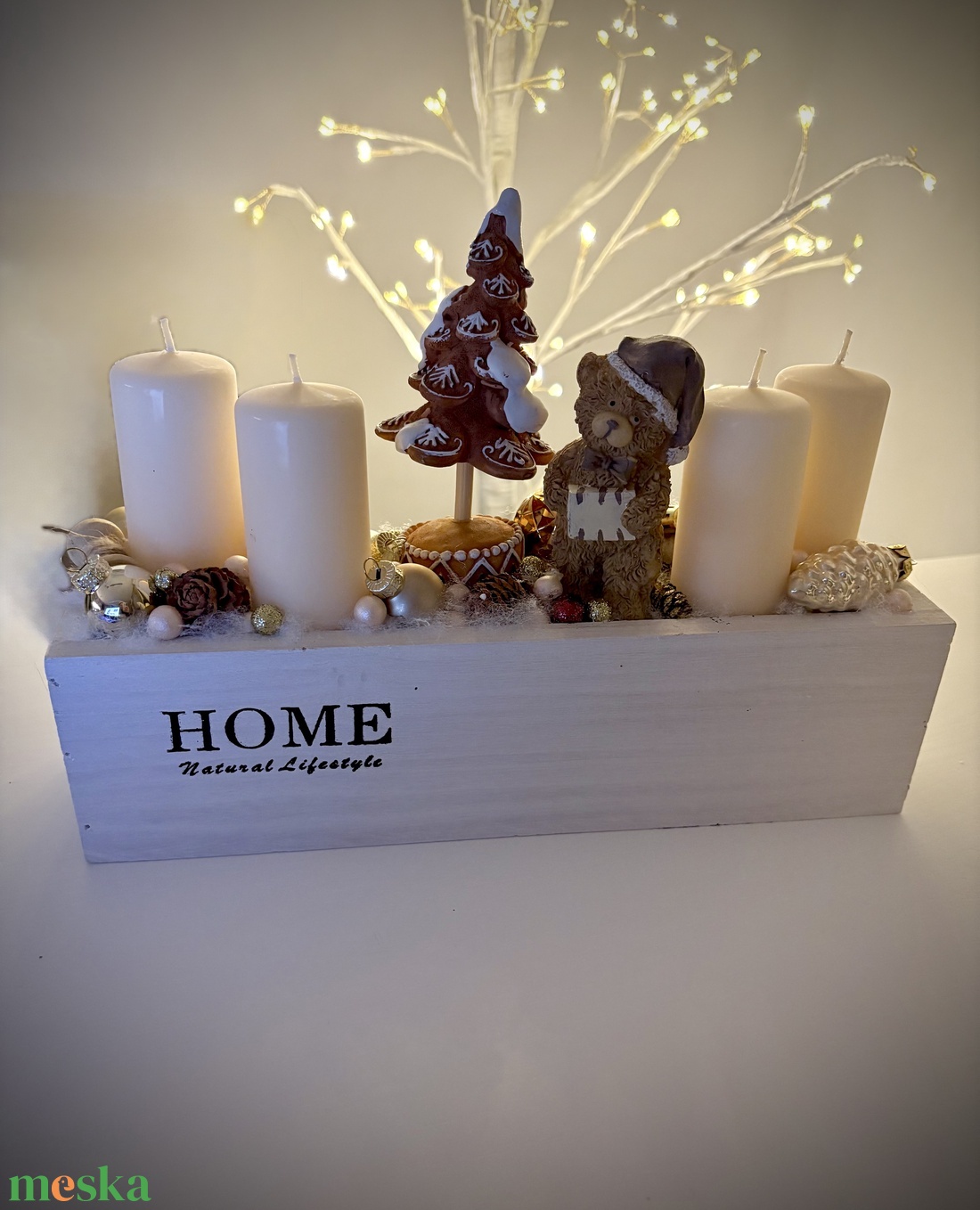 Mackó adventi tál, karácsonyi adventi koszorú dísz - karácsony - adventi díszek - adventi koszorú - Meska.hu