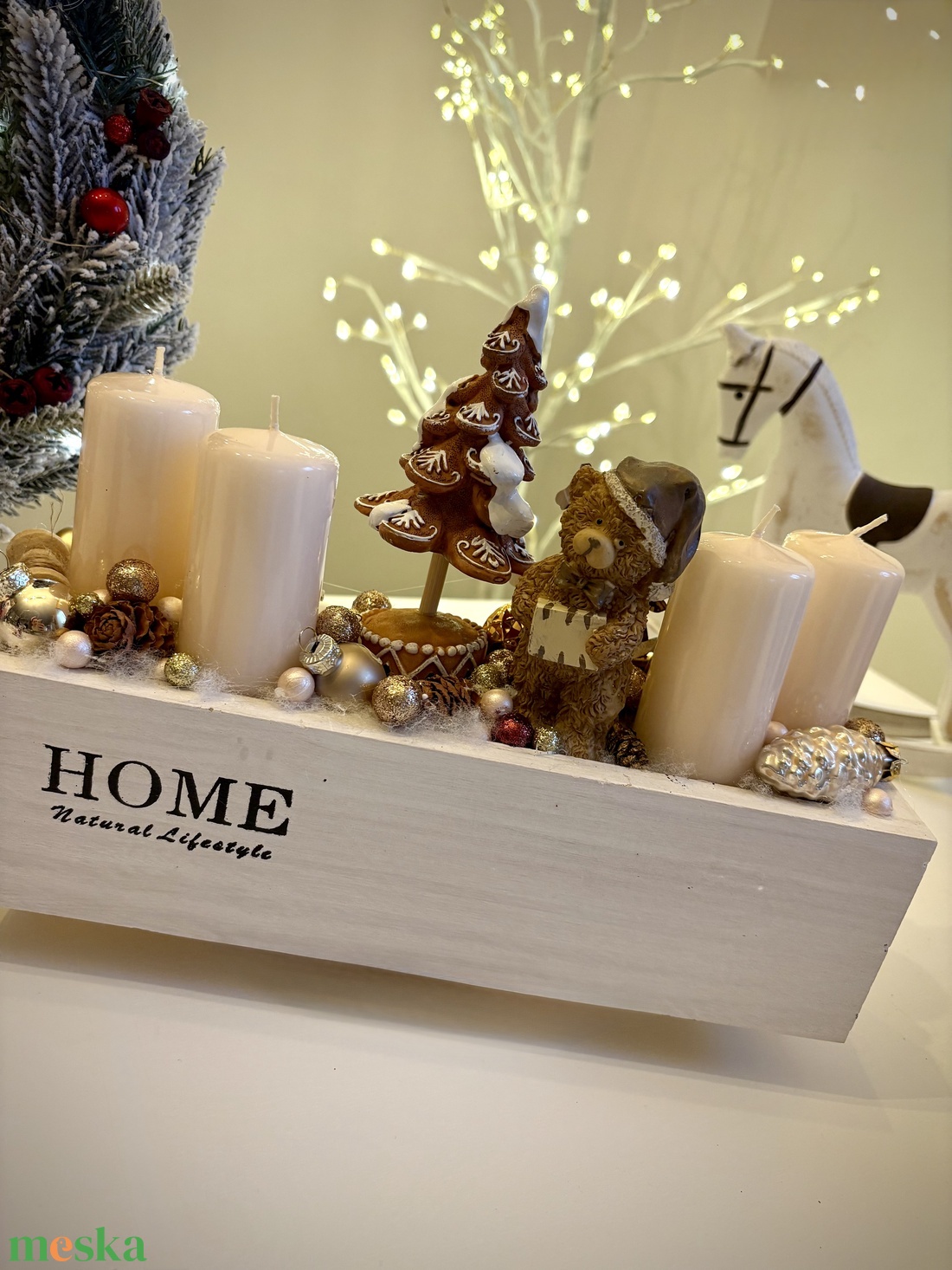 Mackó adventi tál, karácsonyi adventi koszorú dísz - karácsony - adventi díszek - adventi koszorú - Meska.hu