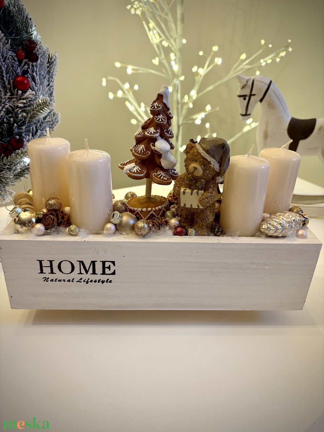 Mackó adventi tál, karácsonyi adventi koszorú dísz - karácsony - adventi díszek - adventi koszorú - Meska.hu