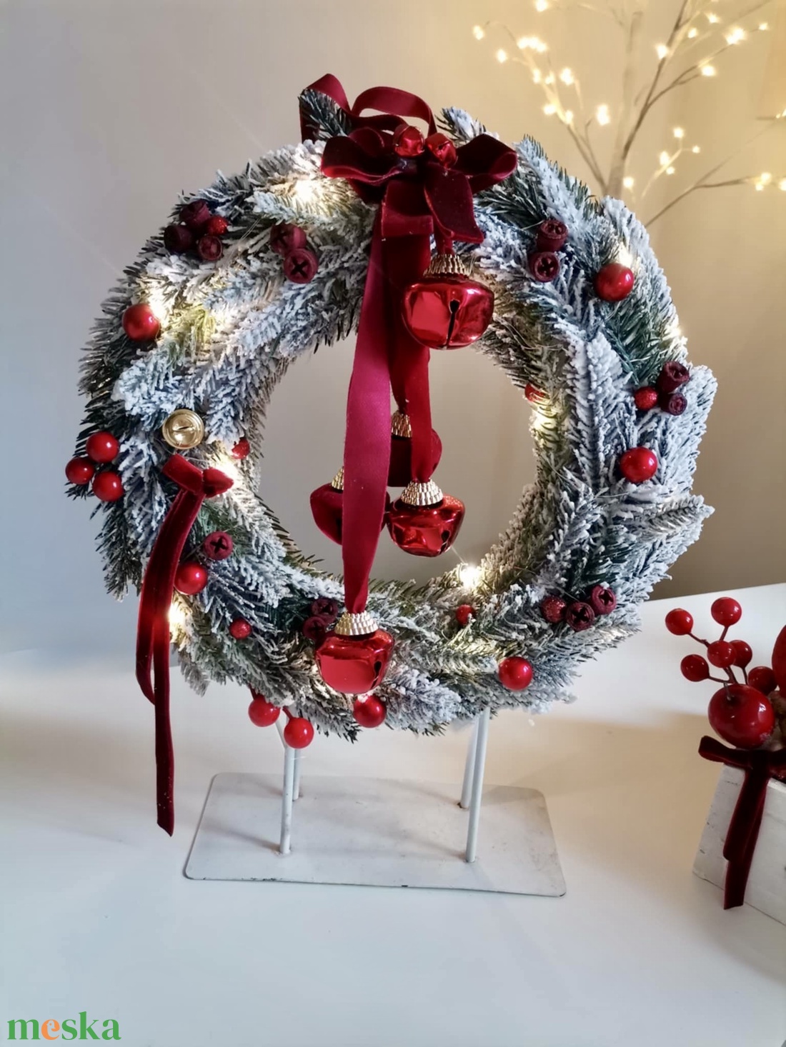 3D fenyő  Ajtódísz kopogtató, led vilagítással - karácsony - karácsonyi lakásdekoráció - karácsonyi ajtódíszek - Meska.hu