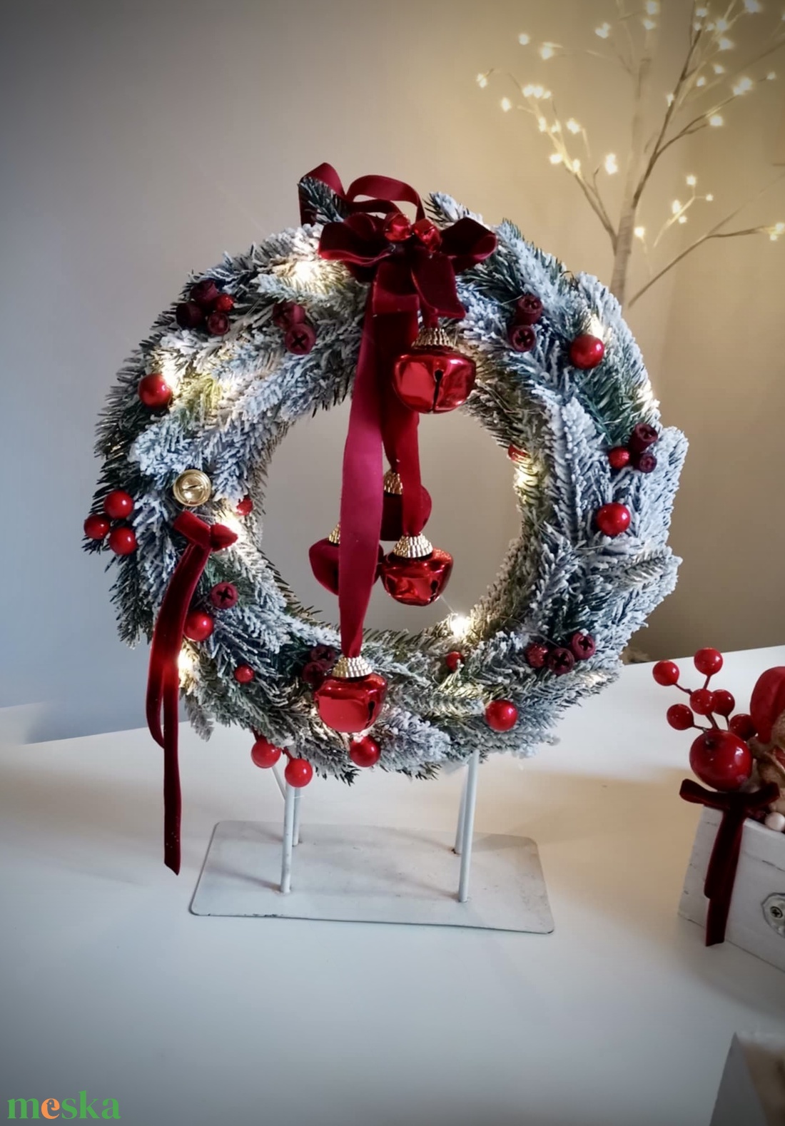 3D fenyő  Ajtódísz kopogtató, led vilagítással - karácsony - karácsonyi lakásdekoráció - karácsonyi ajtódíszek - Meska.hu