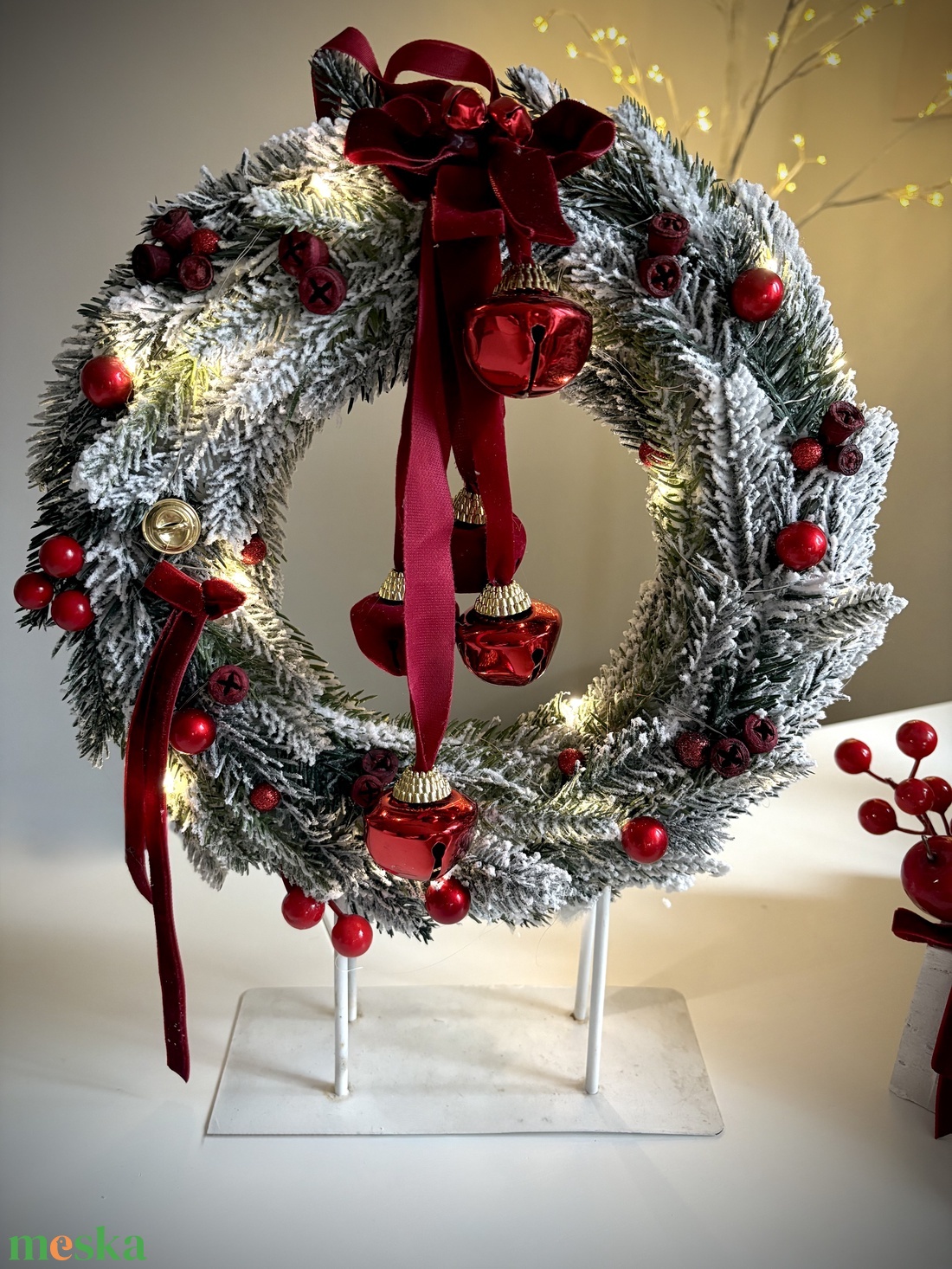 3D fenyő  Ajtódísz kopogtató, led vilagítással - karácsony - karácsonyi lakásdekoráció - karácsonyi ajtódíszek - Meska.hu