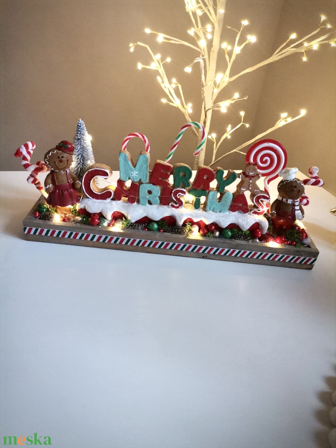 Mézeskalács  LED-es Világító adventi dísz,  asztaldísz, karácsonyi dísz - karácsony - adventi díszek - adventi koszorú - Meska.hu