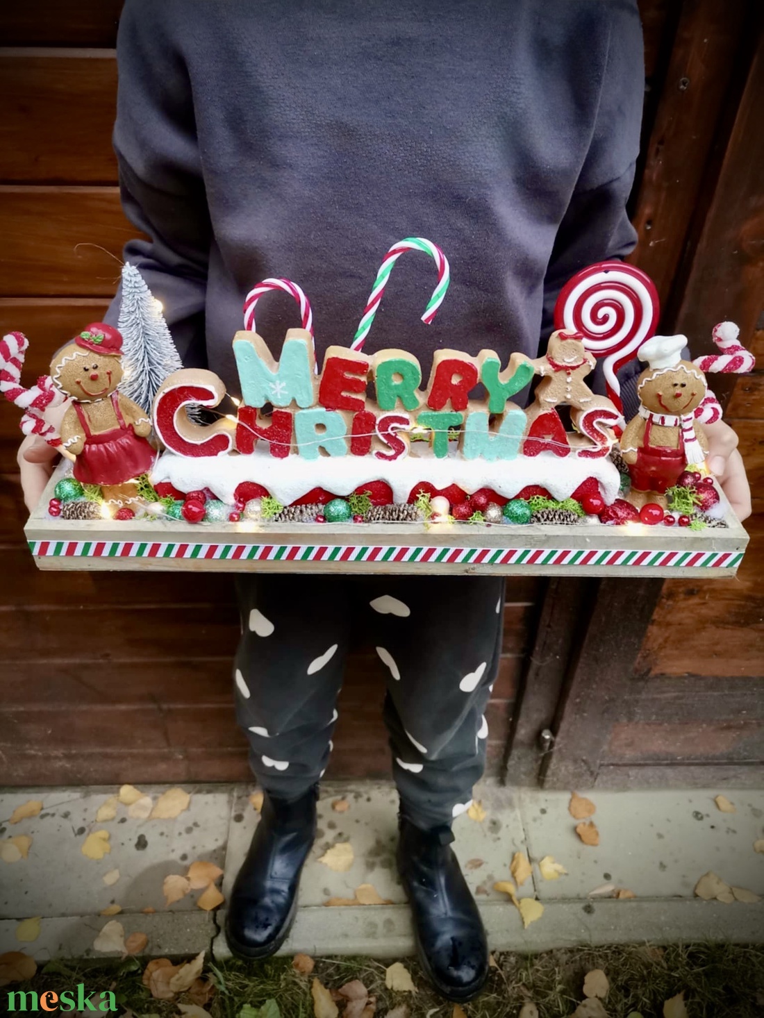 Mézeskalács  LED-es Világító adventi dísz,  asztaldísz, karácsonyi dísz - karácsony - adventi díszek - adventi koszorú - Meska.hu