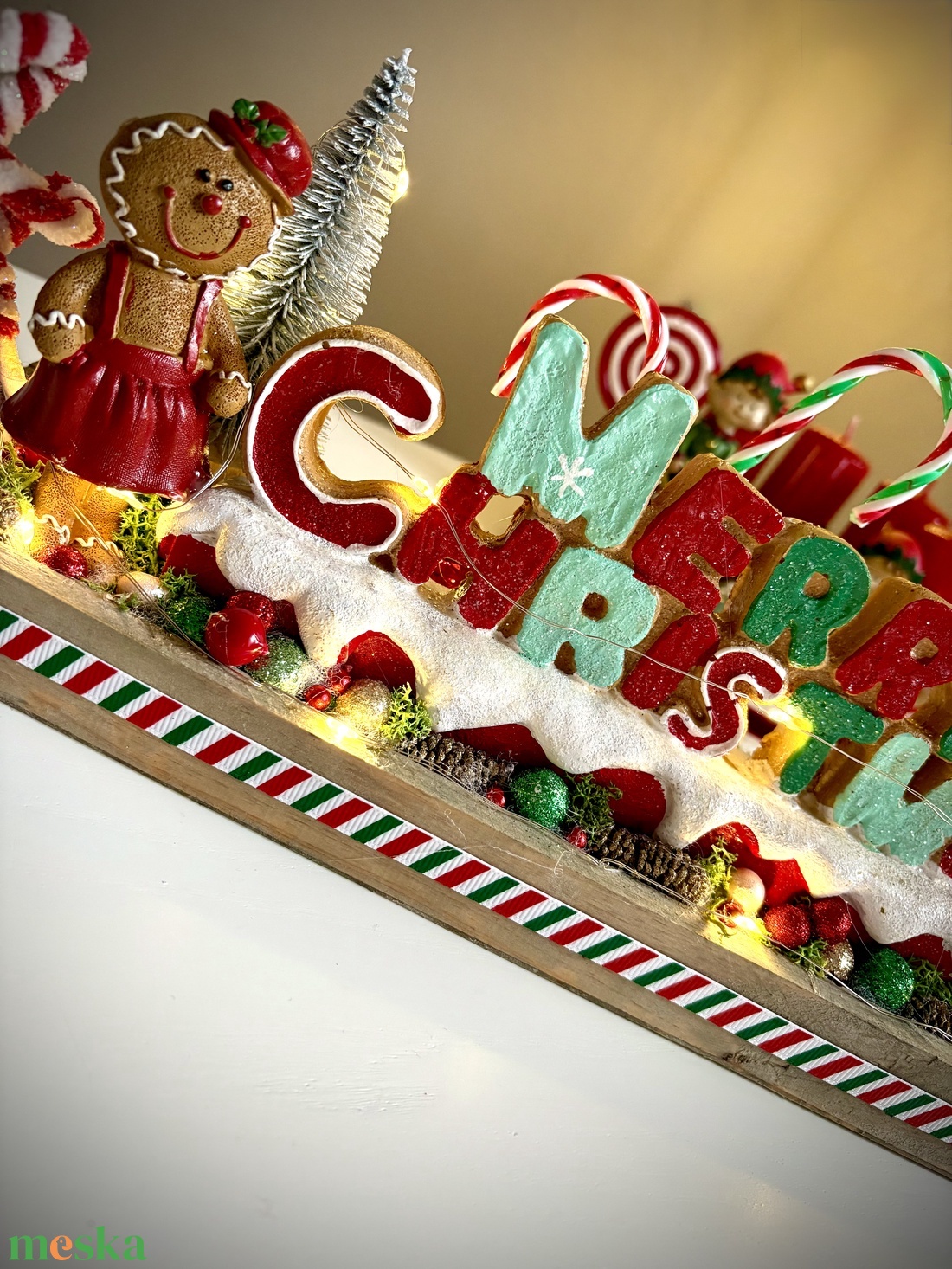 Mézeskalács  LED-es Világító adventi dísz,  asztaldísz, karácsonyi dísz - karácsony - adventi díszek - adventi koszorú - Meska.hu