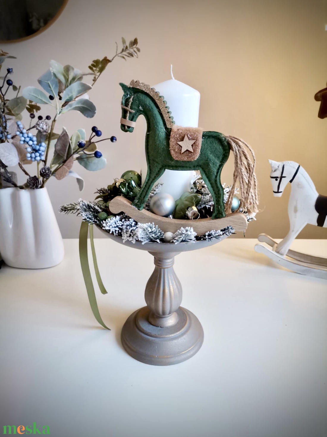 Hintaló, vintage asztaldísz, karácsonyi dísz - karácsony - adventi díszek - adventi koszorú - Meska.hu