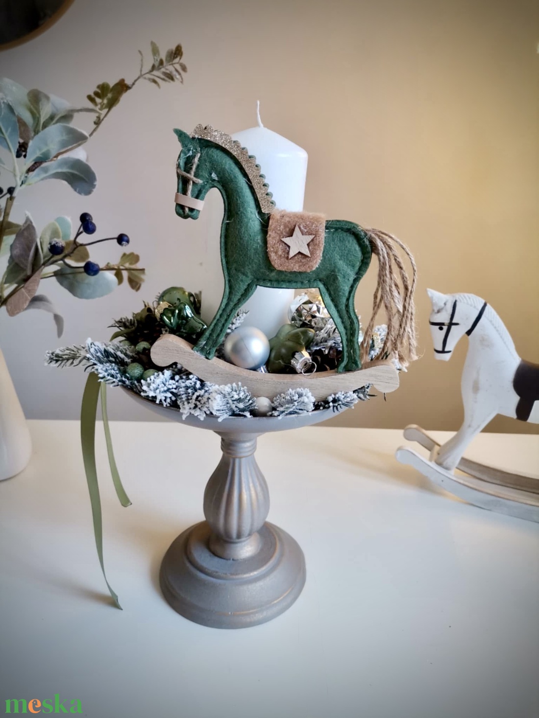 Hintaló, vintage asztaldísz, karácsonyi dísz - karácsony - adventi díszek - adventi koszorú - Meska.hu