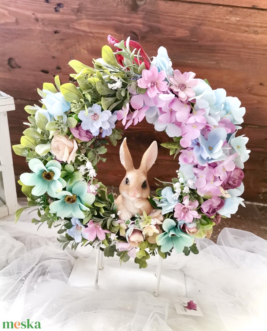 Hortenzia ajtódísz, kopogtató, tavasz, tél, nyuszi ajtódísz - otthon & életmód - dekoráció - ajtó- és ablak dekoráció - ajtódísz & kopogtató - Meska.hu