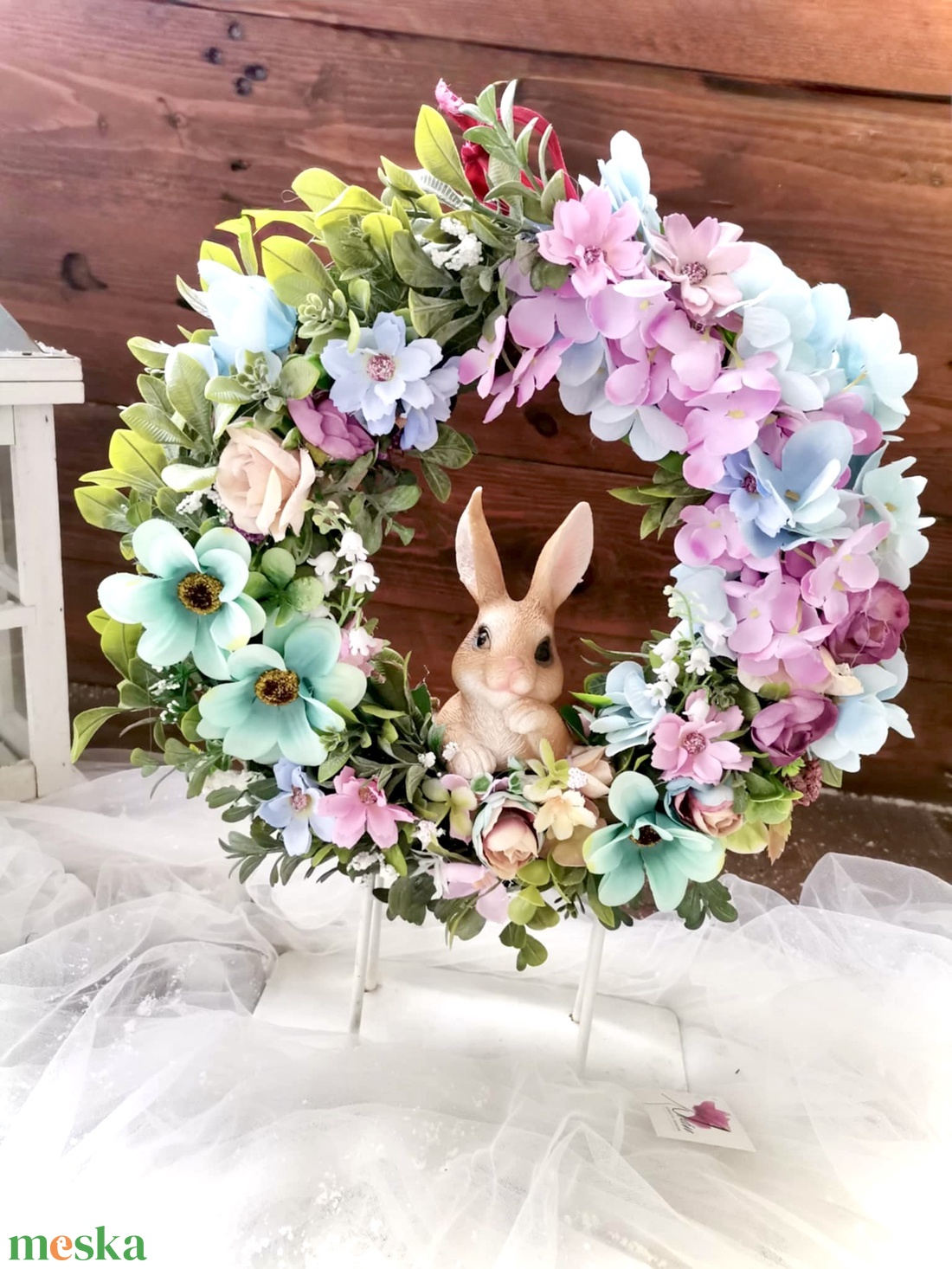 Hortenzia ajtódísz, kopogtató, tavasz, tél, nyuszi ajtódísz - otthon & életmód - dekoráció - ajtó- és ablak dekoráció - ajtódísz & kopogtató - Meska.hu