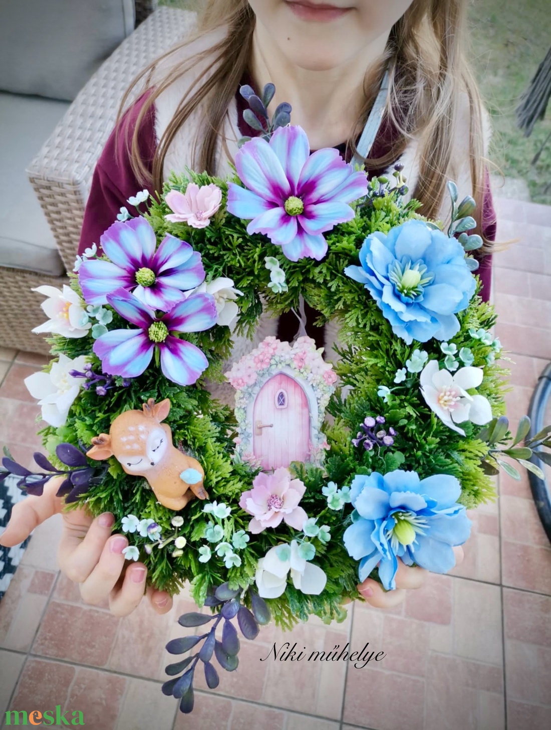 Őzike ajtódísz, kopogtató, tavaszi dekoráció, ajtódísz - otthon & életmód - dekoráció - ajtó- és ablak dekoráció - ajtódísz & kopogtató - Meska.hu