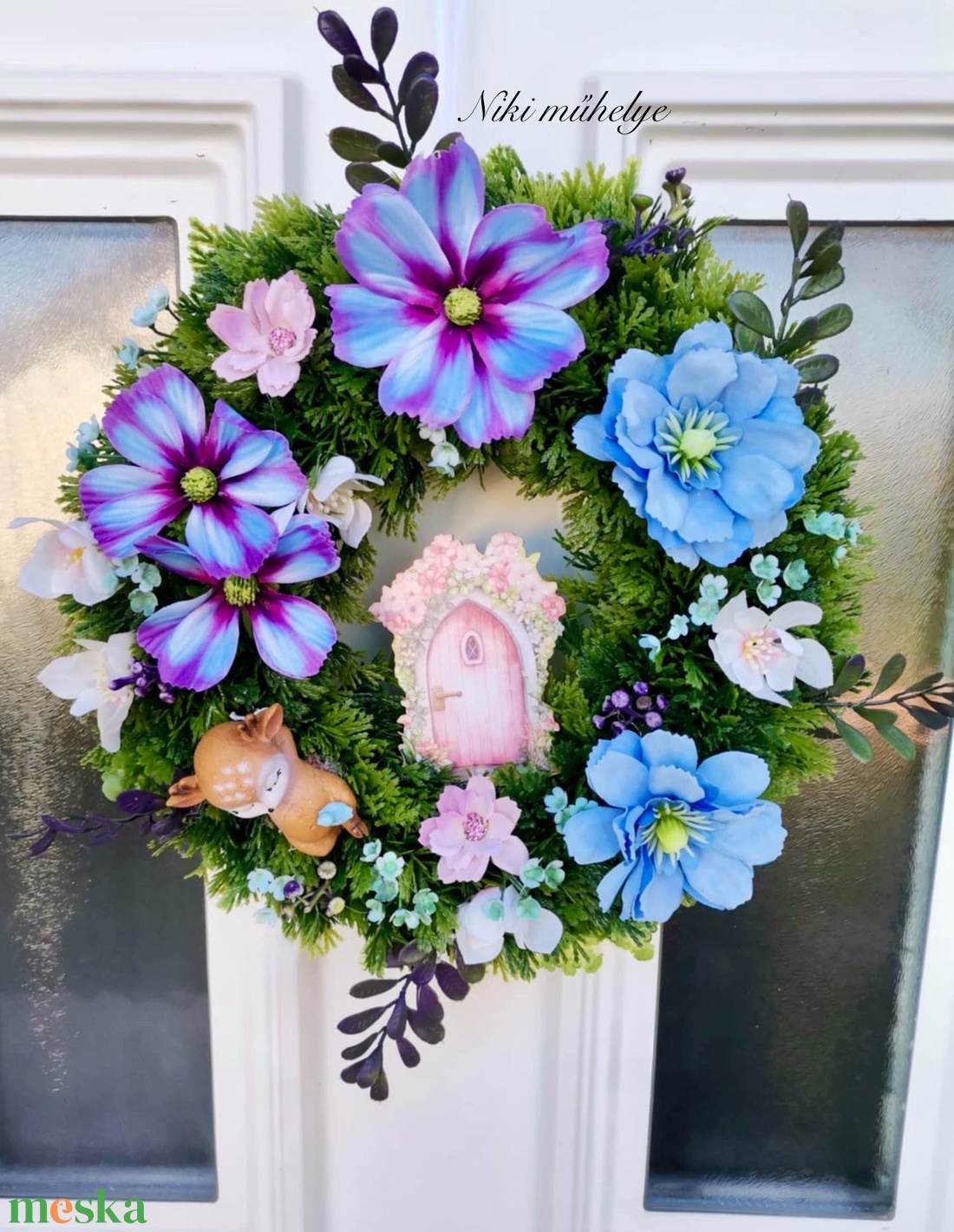 Őzike ajtódísz, kopogtató, tavaszi dekoráció, ajtódísz - otthon & életmód - dekoráció - ajtó- és ablak dekoráció - ajtódísz & kopogtató - Meska.hu