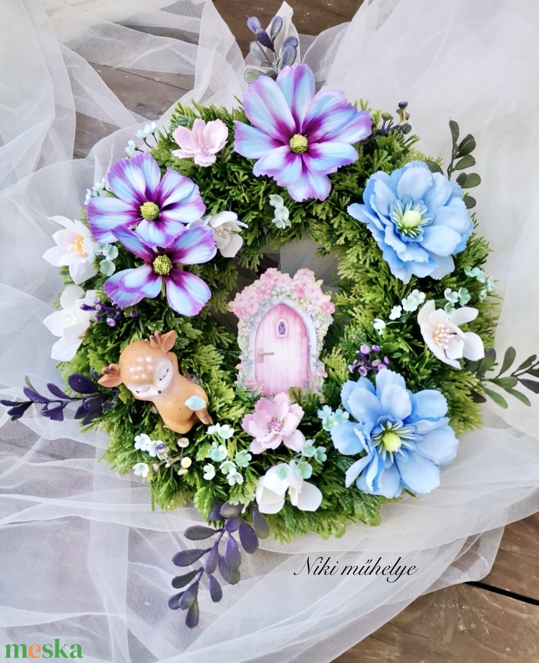 Őzike ajtódísz, kopogtató, tavaszi dekoráció, ajtódísz - otthon & életmód - dekoráció - ajtó- és ablak dekoráció - ajtódísz & kopogtató - Meska.hu