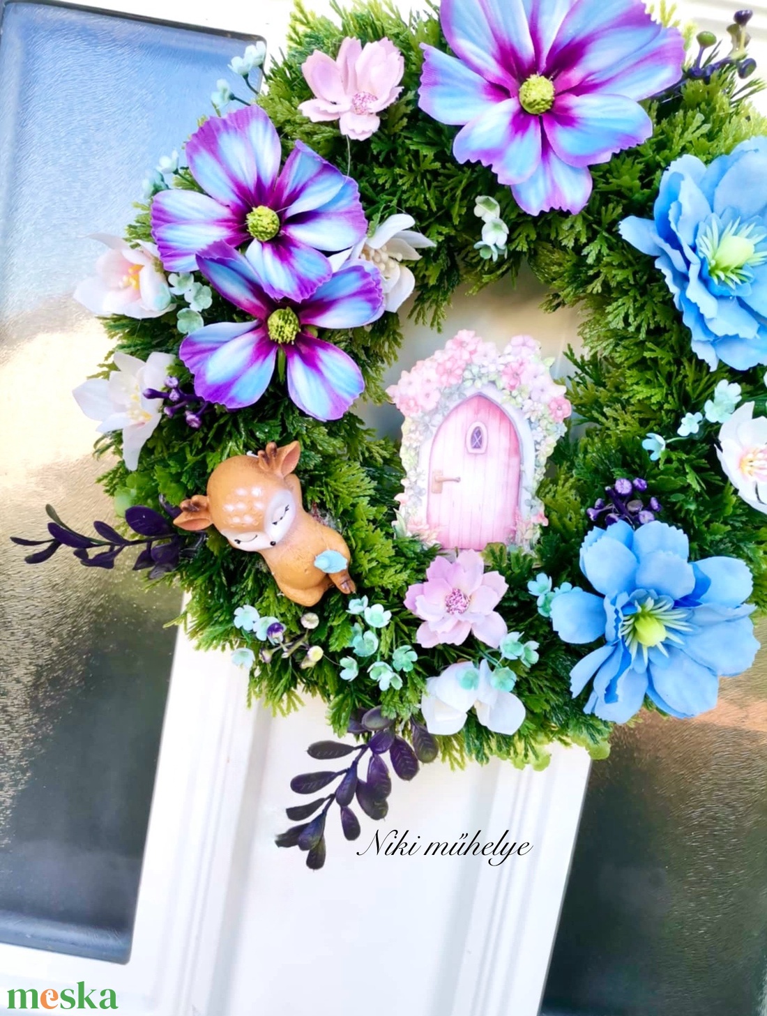 Őzike ajtódísz, kopogtató, tavaszi dekoráció, ajtódísz - otthon & életmód - dekoráció - ajtó- és ablak dekoráció - ajtódísz & kopogtató - Meska.hu