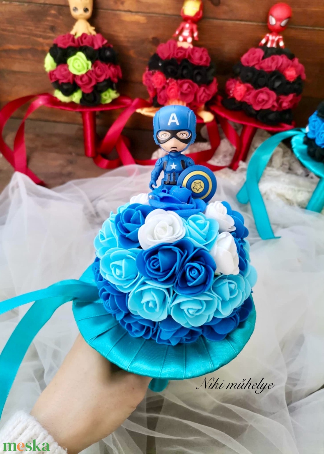 Ovis Ballagási csokor, Amerika kapitány  - otthon & életmód - virágdekoráció - virágok - virágcsokor - Meska.hu