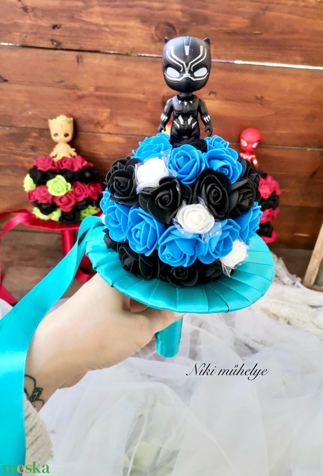 Ovis Ballagási csokor, fekete macska   - otthon & életmód - virágdekoráció - virágok - virágcsokor - Meska.hu