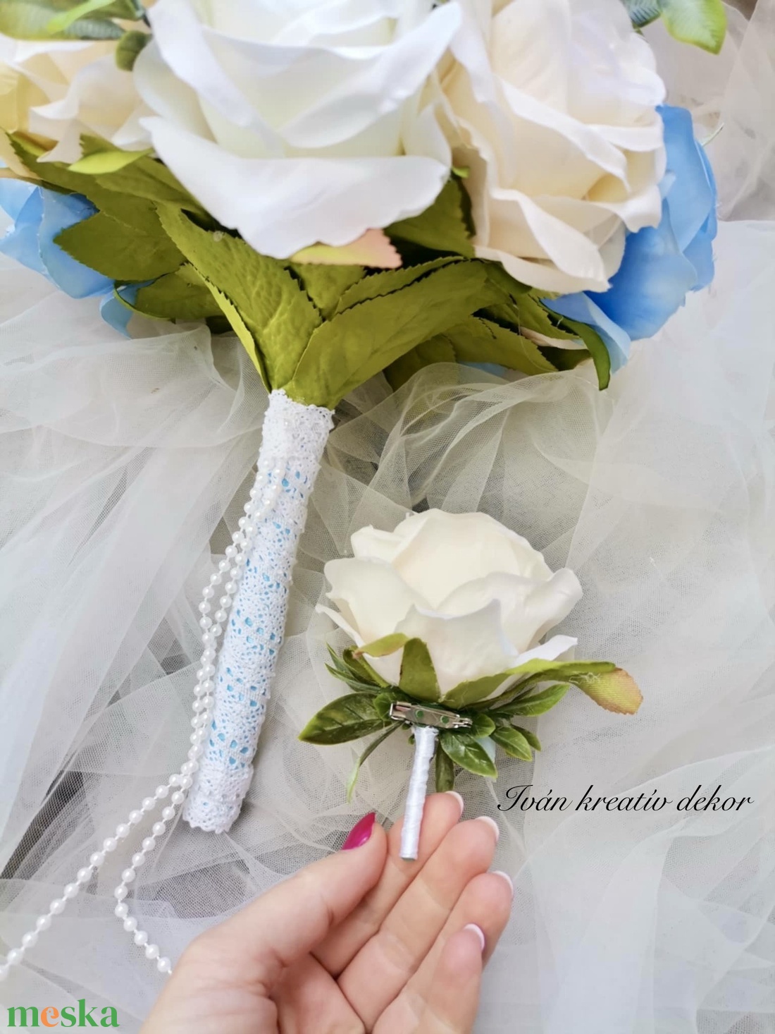 Menyasszonyi csokor, örökcsokor, örök csokor, esküvői dekoráció kitűző  - esküvő - menyasszonyi- és dobócsokor - Meska.hu