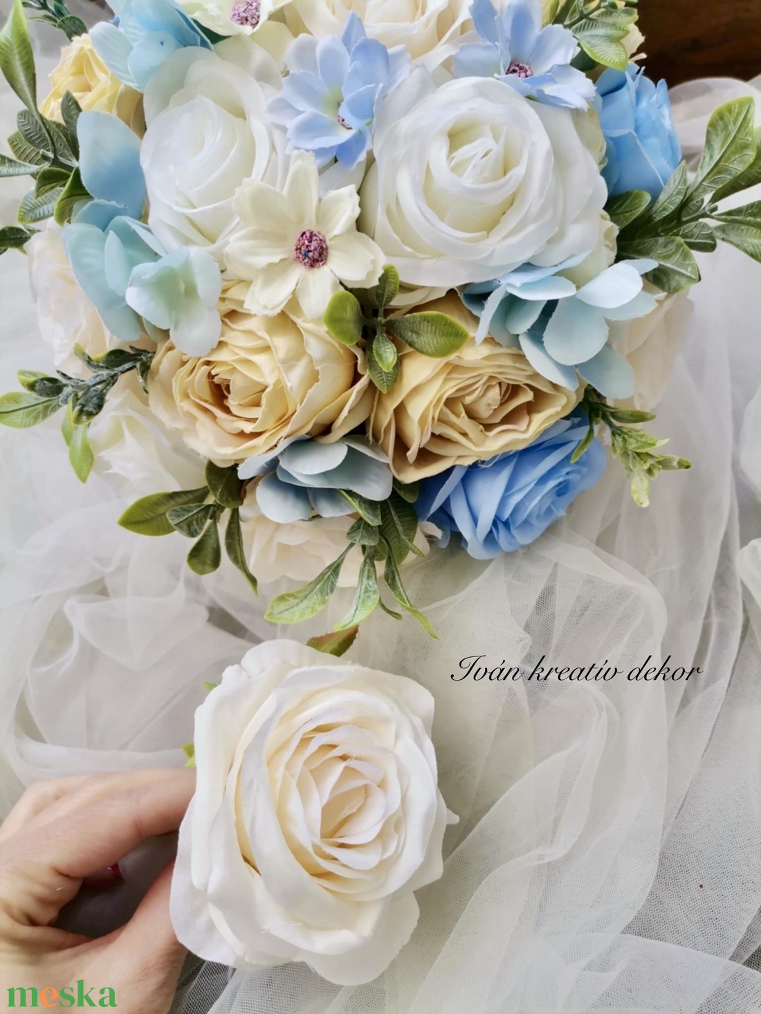 Menyasszonyi csokor, örökcsokor, örök csokor, esküvői dekoráció kitűző  - esküvő - menyasszonyi- és dobócsokor - Meska.hu