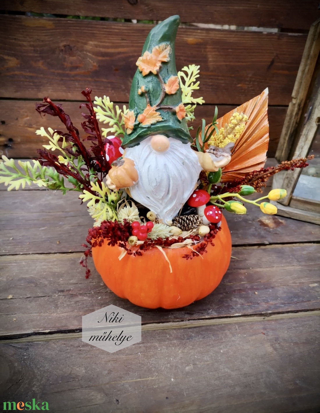 Őszi asztaldísz, manó dekoráció, tök kaspó asztaldísz - otthon & életmód - dekoráció - halloween - halloweeni asztaldísz - Meska.hu