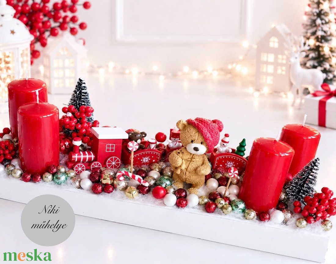 Adventi tál, maci mackó adventi dísz, adventi koszorú, adventi asztaldísz  - karácsony - adventi díszek - adventi koszorú - Meska.hu