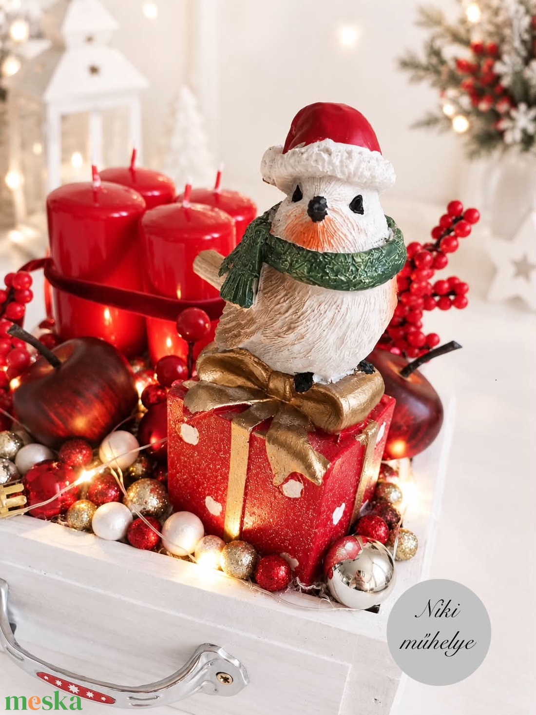 Világító, Vintage Fiók adventi fiók, madár adventi dísz, adventi koszorú, adventi fiók  - karácsony - adventi díszek - adventi koszorú - Meska.hu