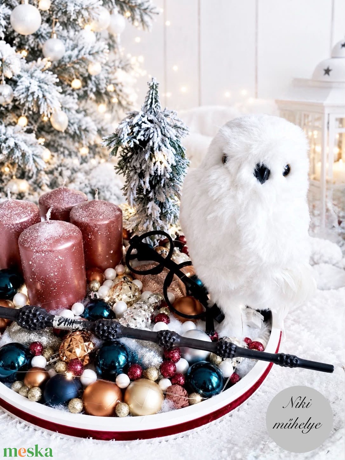 Harry Potter adventi koszorú, világító asztaldísz - karácsony - adventi díszek - adventi koszorú - Meska.hu