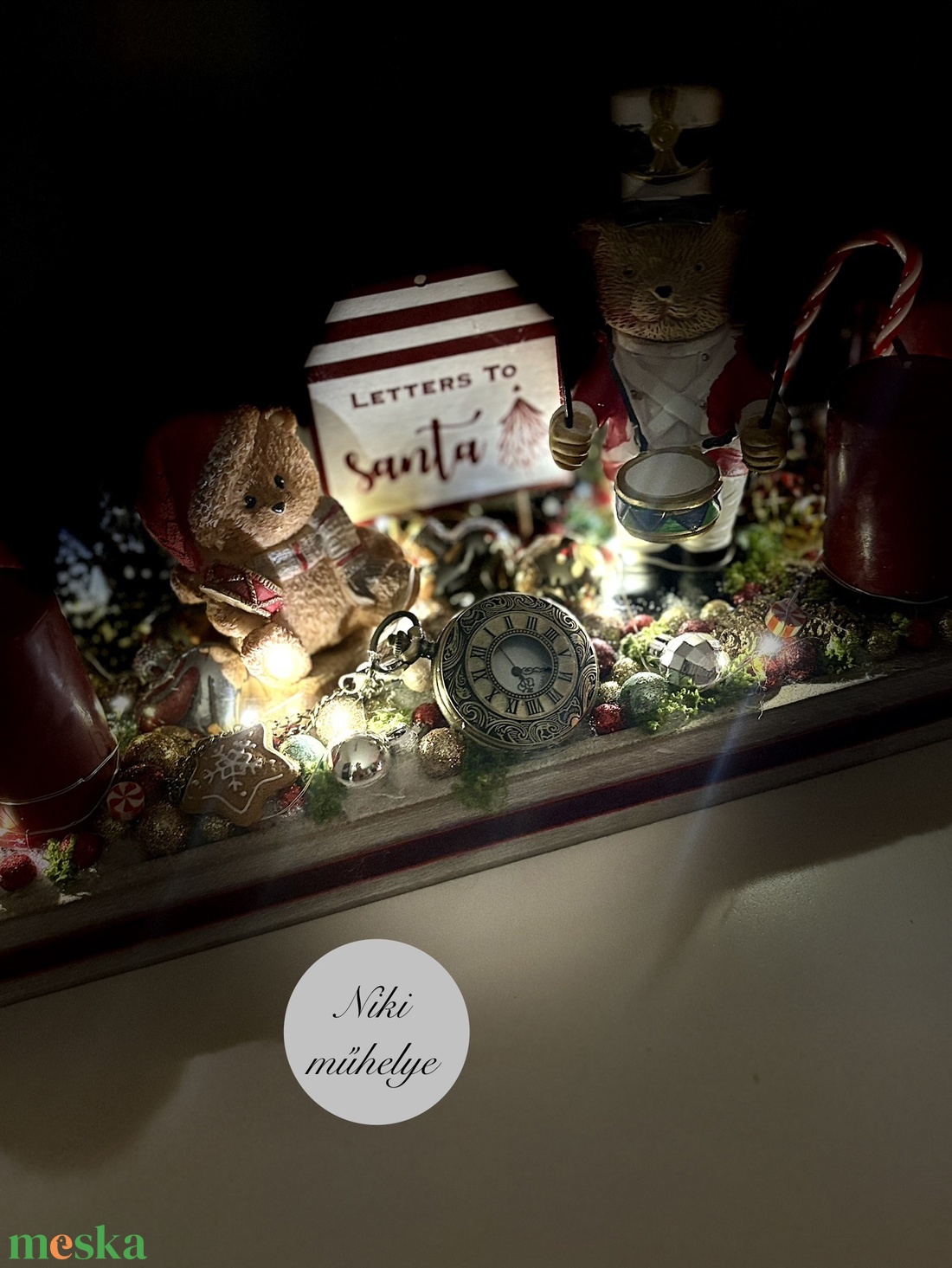 Világító Adventi tál, maci mackó adventi dísz, adventi koszorú, adventi asztaldísz  - karácsony - adventi díszek - adventi koszorú - Meska.hu