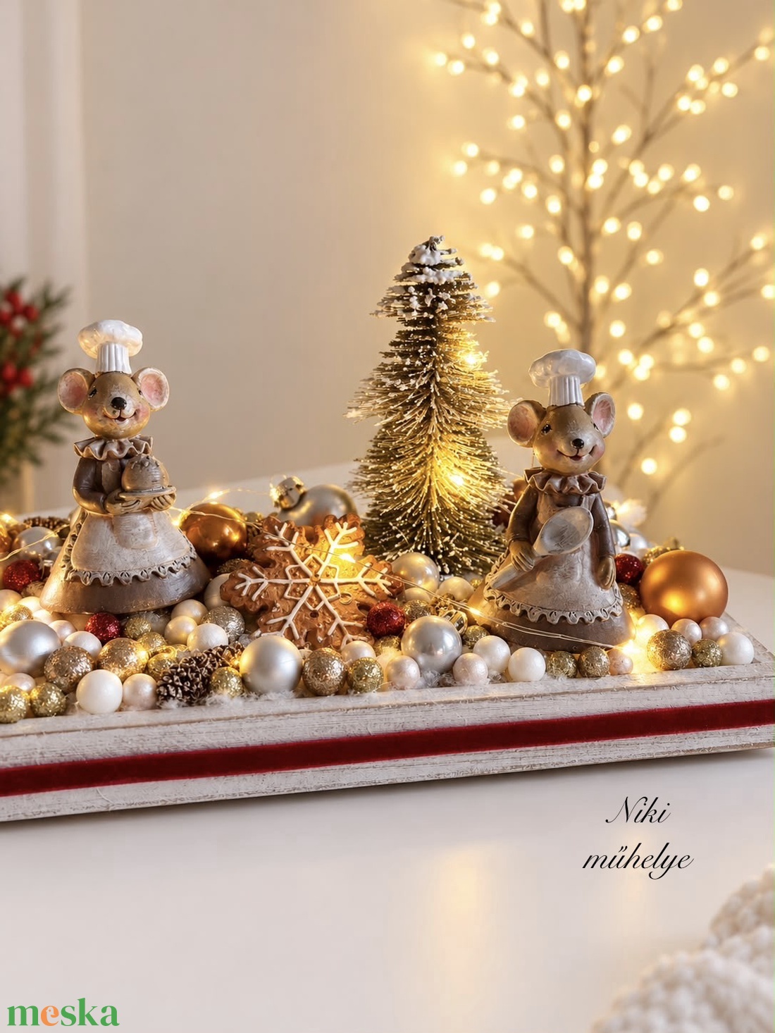 Világító Adventi tál, egér mézeskalács adventi dísz, adventi koszorú, adventi asztaldísz  - karácsony - adventi díszek - adventi koszorú - Meska.hu