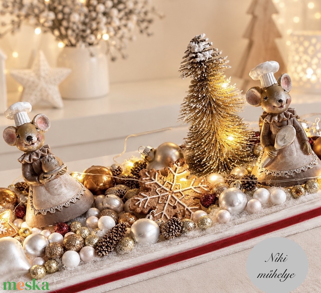 Világító Adventi tál, egér mézeskalács adventi dísz, adventi koszorú, adventi asztaldísz  - karácsony - adventi díszek - adventi koszorú - Meska.hu