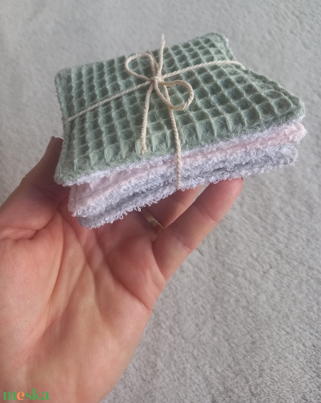 4 db arctisztító lap, frottír-darázsszövet, zero waste - szépségápolás - arcápolás - arctisztító korong - Meska.hu