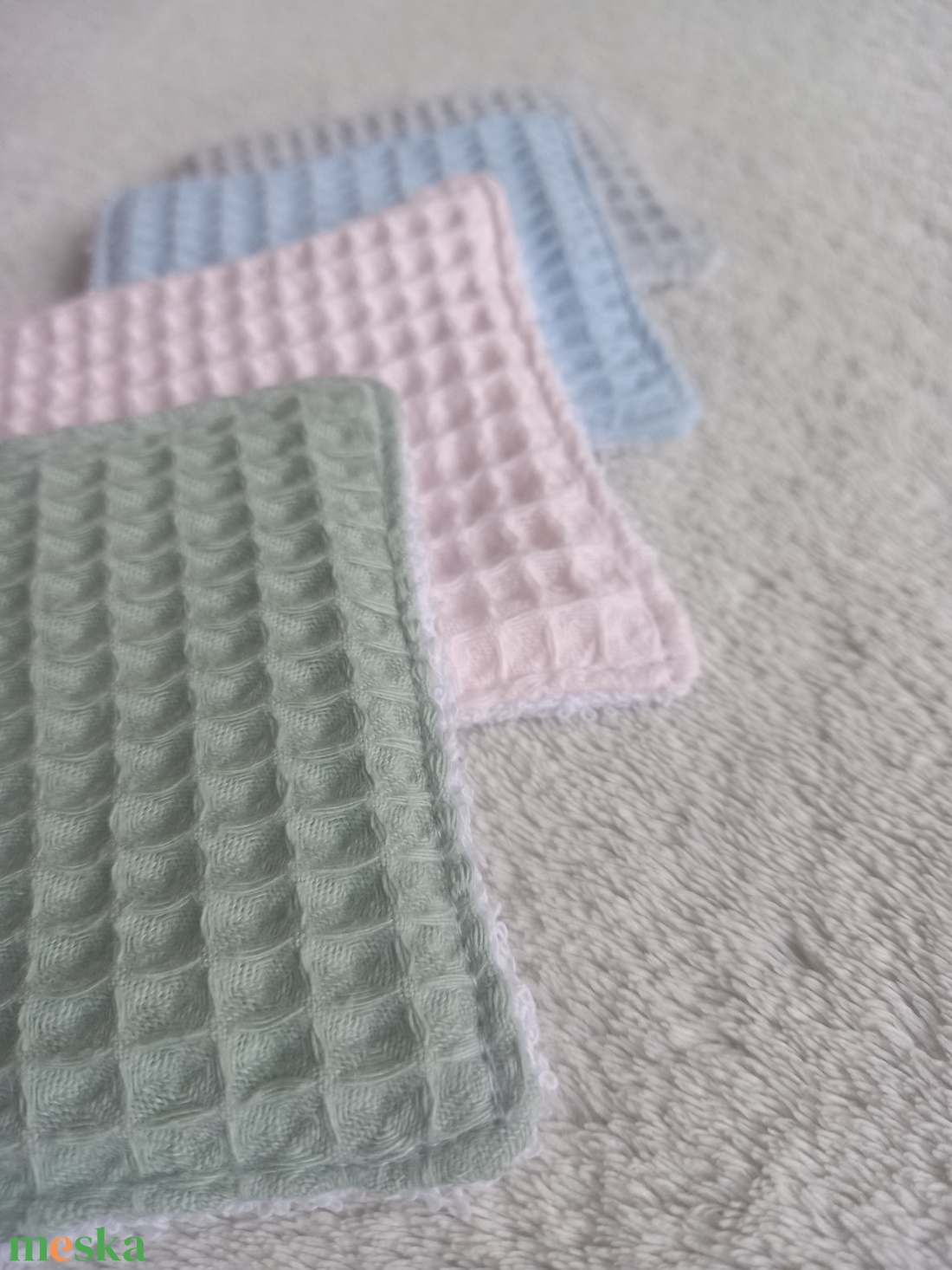 4 db arctisztító lap, frottír-darázsszövet, zero waste - szépségápolás - arcápolás - arctisztító korong - Meska.hu