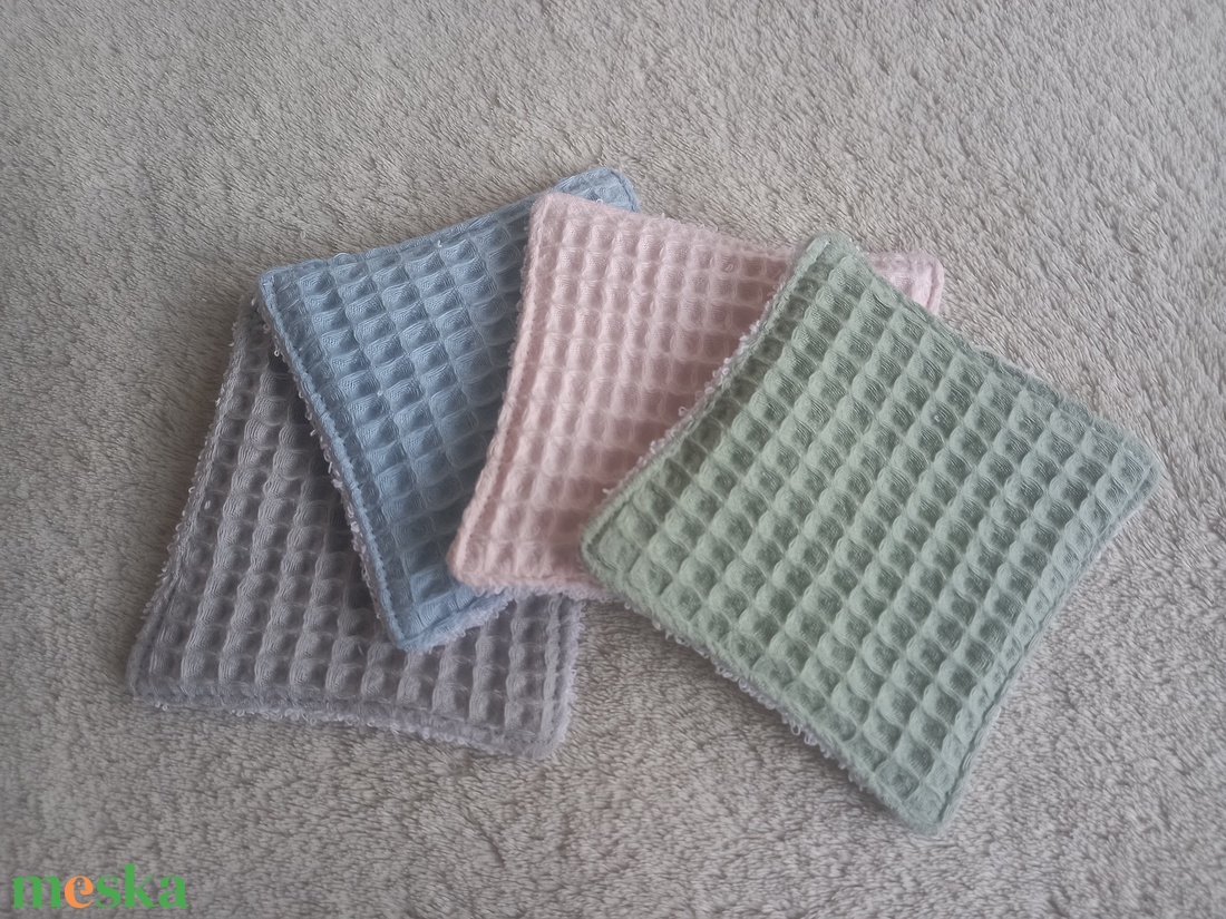4 db arctisztító lap, frottír-darázsszövet, zero waste - szépségápolás - arcápolás - arctisztító korong - Meska.hu