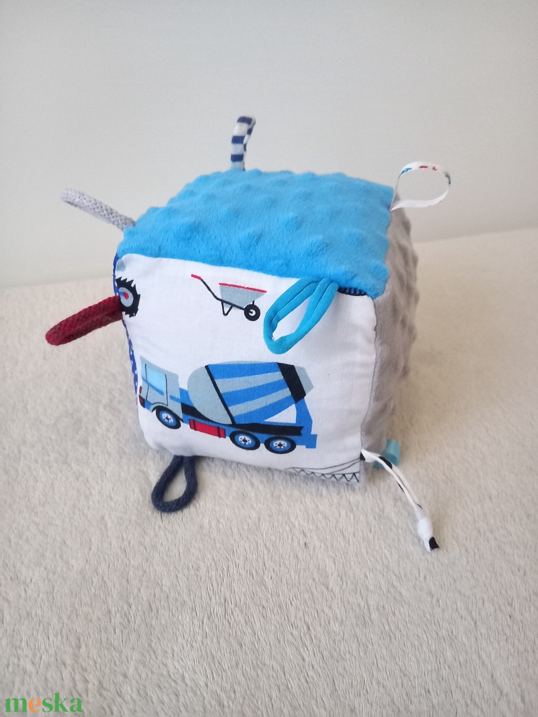 Kék munkagépek Minky Címke kocka / Babakocka - játék & sport - Meska.hu