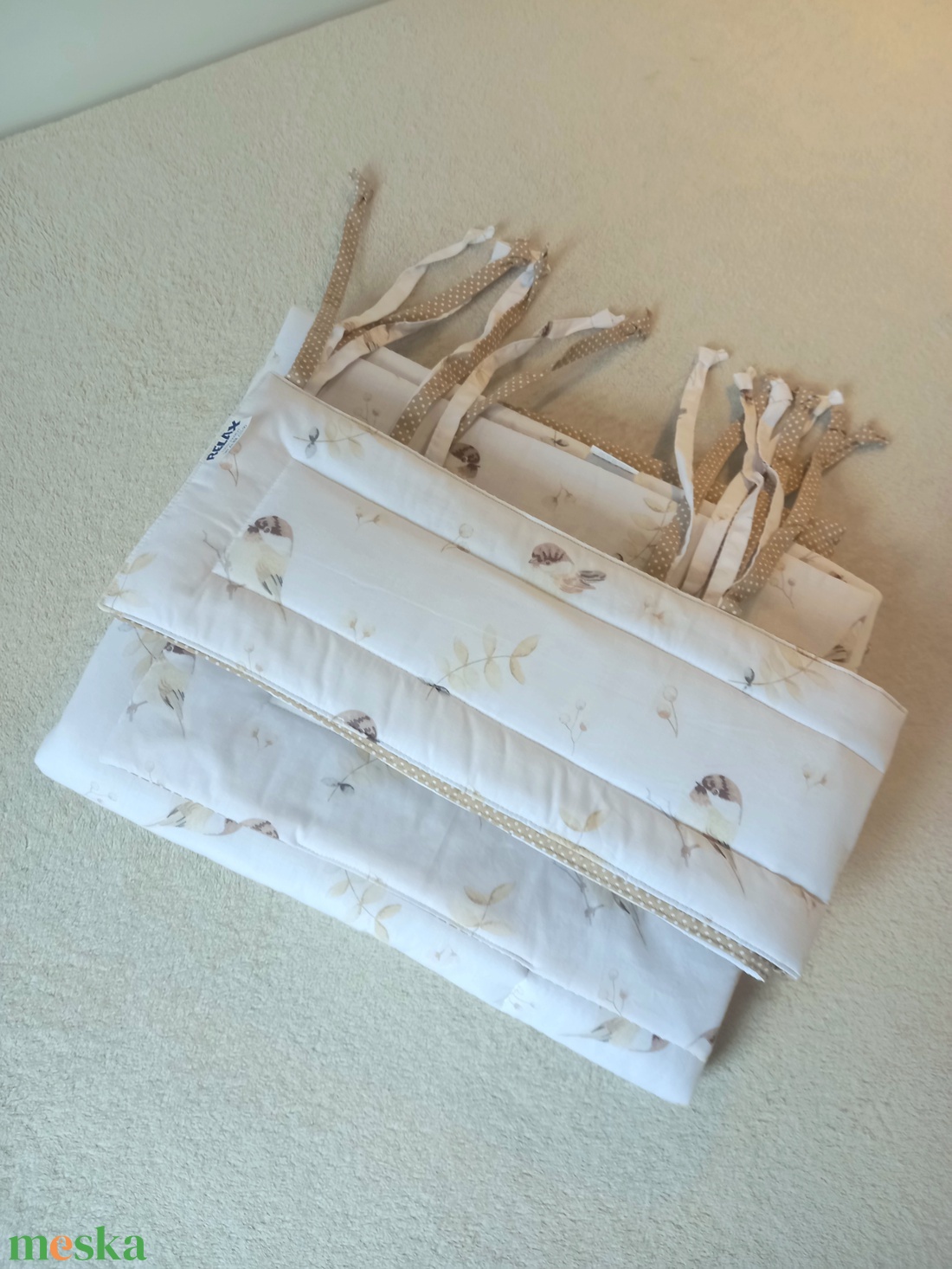 Három részes garnitúra: paplan+párna+rácsvédő /Csip-csirip/ - otthon & életmód - babaszoba, gyerekszoba - szett kiságyba - Meska.hu