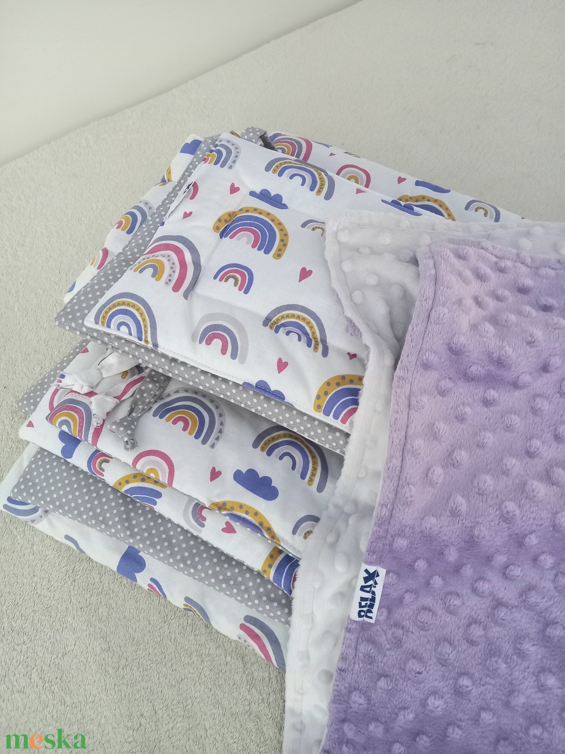 Három részes garnitúra: paplan+párna+rácsvédő /Szivárvány/ - otthon & életmód - babaszoba, gyerekszoba - szett kiságyba - Meska.hu