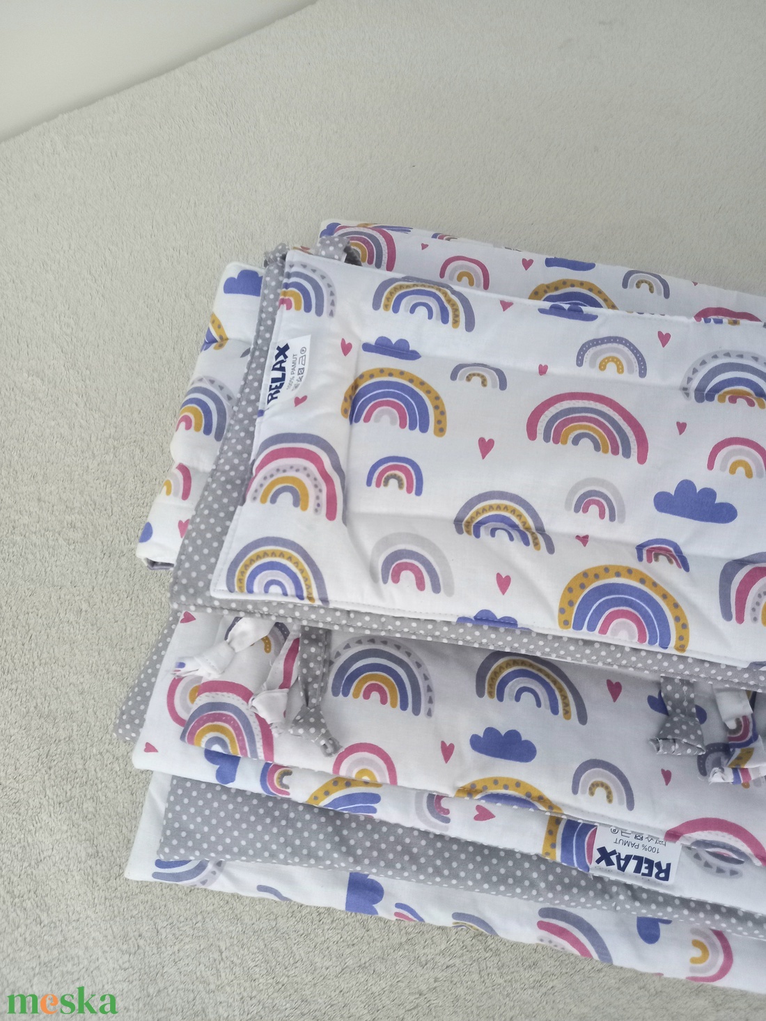 Három részes garnitúra: paplan+párna+rácsvédő /Szivárvány/ - otthon & életmód - babaszoba, gyerekszoba - szett kiságyba - Meska.hu
